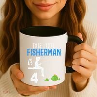 This Little Fisherman Is 4 Th Cute Birthday Gift Coffee Mug thumb 3