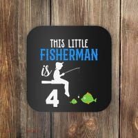 This Little Fisherman Is 4 Th Cute Birthday Gift Coaster thumb 0
