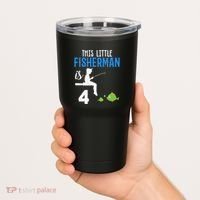 This Little Fisherman Is 4 Th Cute Birthday Gift Tumbler thumb 2