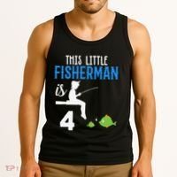 This Little Fisherman Is 4 Th Cute Birthday Gift Tank Top thumb 3