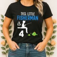 This Little Fisherman Is 4 Th Cute Birthday Gift Women's T-Shirt thumb 2
