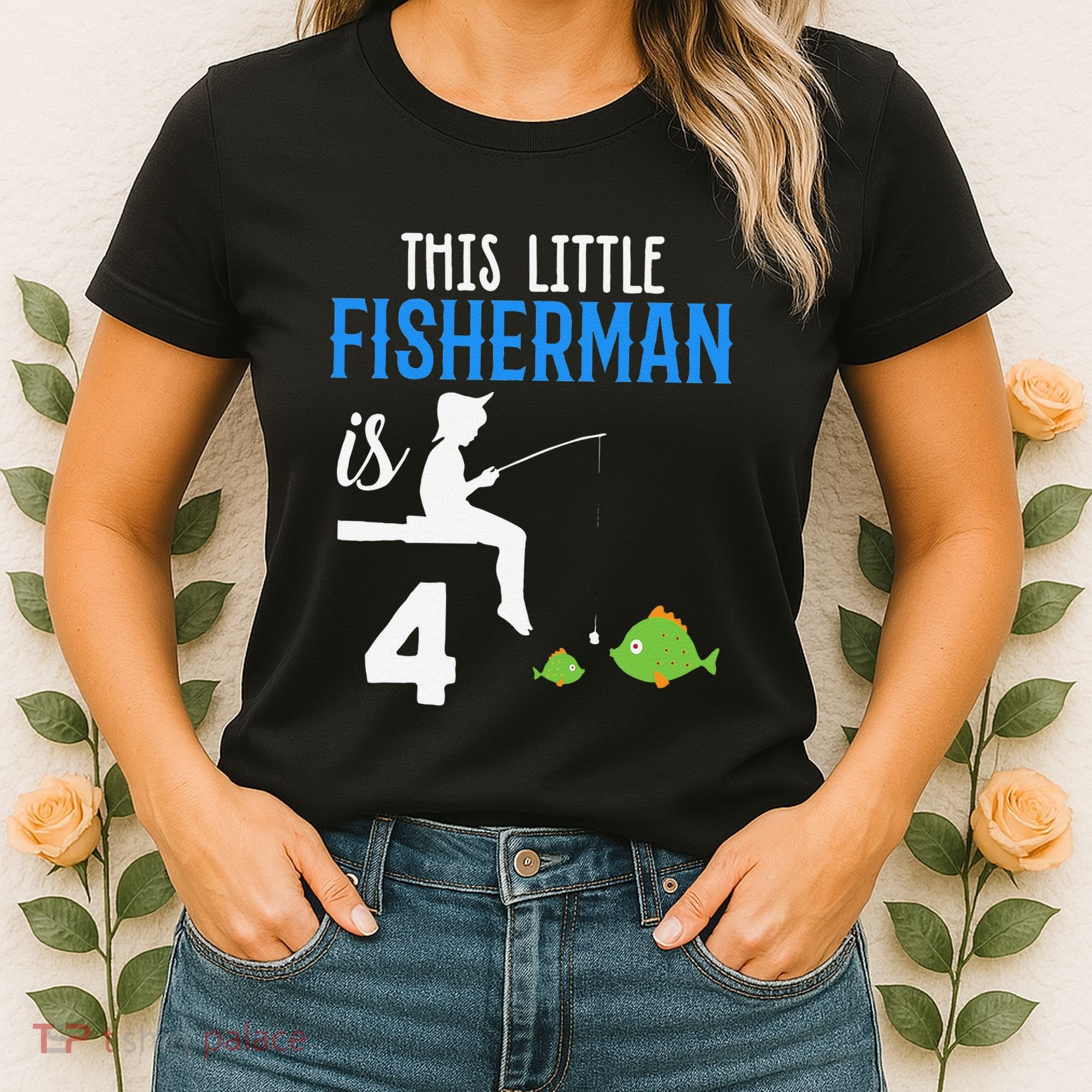 This Little Fisherman Is 4 Th Cute Birthday Gift Women's T-Shirt