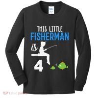 This Little Fisherman Is 4 Th Cute Birthday Gift Kids Long Sleeve Shirt thumb 0