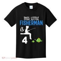 This Little Fisherman Is 4 Th Cute Birthday Gift Kids T-Shirt thumb 0