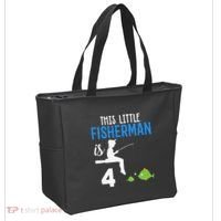 This Little Fisherman Is 4 Th Cute Birthday Gift Tote Bag thumb 2