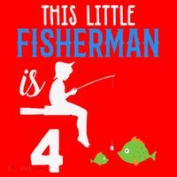 This Little Fisherman Is 4 Th Cute Birthday Gift Santa Hat thumb 1