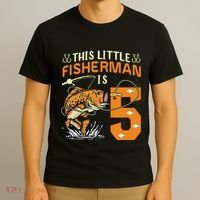 This Little Fisherman Is 5 Fishing 5 Years Old Birthday Gift T-Shirt thumb 3