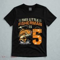 This Little Fisherman Is 5 Fishing 5 Years Old Birthday Gift T-Shirt thumb 5
