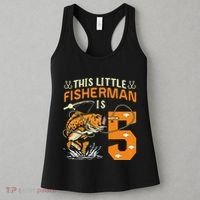 This Little Fisherman Is 5 Fishing 5 Years Old Birthday Gift Women's Tank Top thumb 3