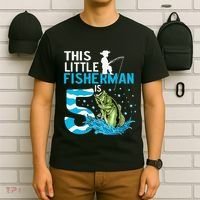 This Little Fisherman Is 5 Fishing 5 Years Old Birthday T-Shirt thumb 6