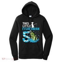 This Little Fisherman Is 5 Fishing 5 Years Old Birthday Women's Hoodie thumb 0
