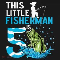 This Little Fisherman Is 5 Fishing 5 Years Old Birthday Women's Hoodie thumb 2