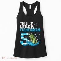 This Little Fisherman Is 5 Fishing 5 Years Old Birthday Women's Tank Top thumb 0
