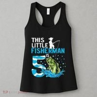 This Little Fisherman Is 5 Fishing 5 Years Old Birthday Women's Tank Top thumb 3