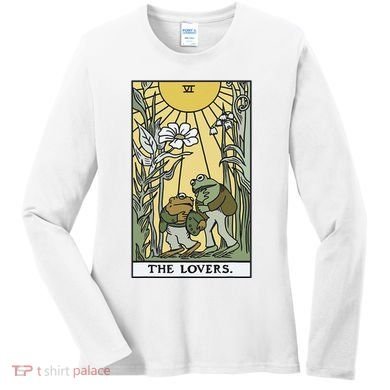The Lovers Frog Toad Tarot Card Cottagecore Women's Long Sleeve Shirt