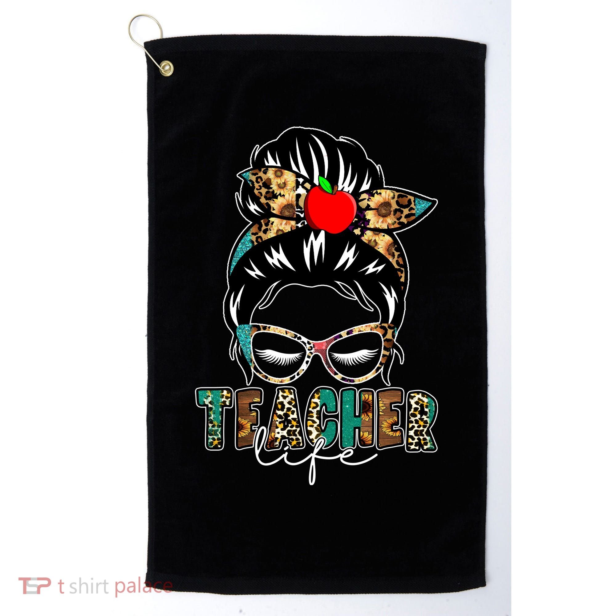 Teacher Life Female Bun Golf Towel
