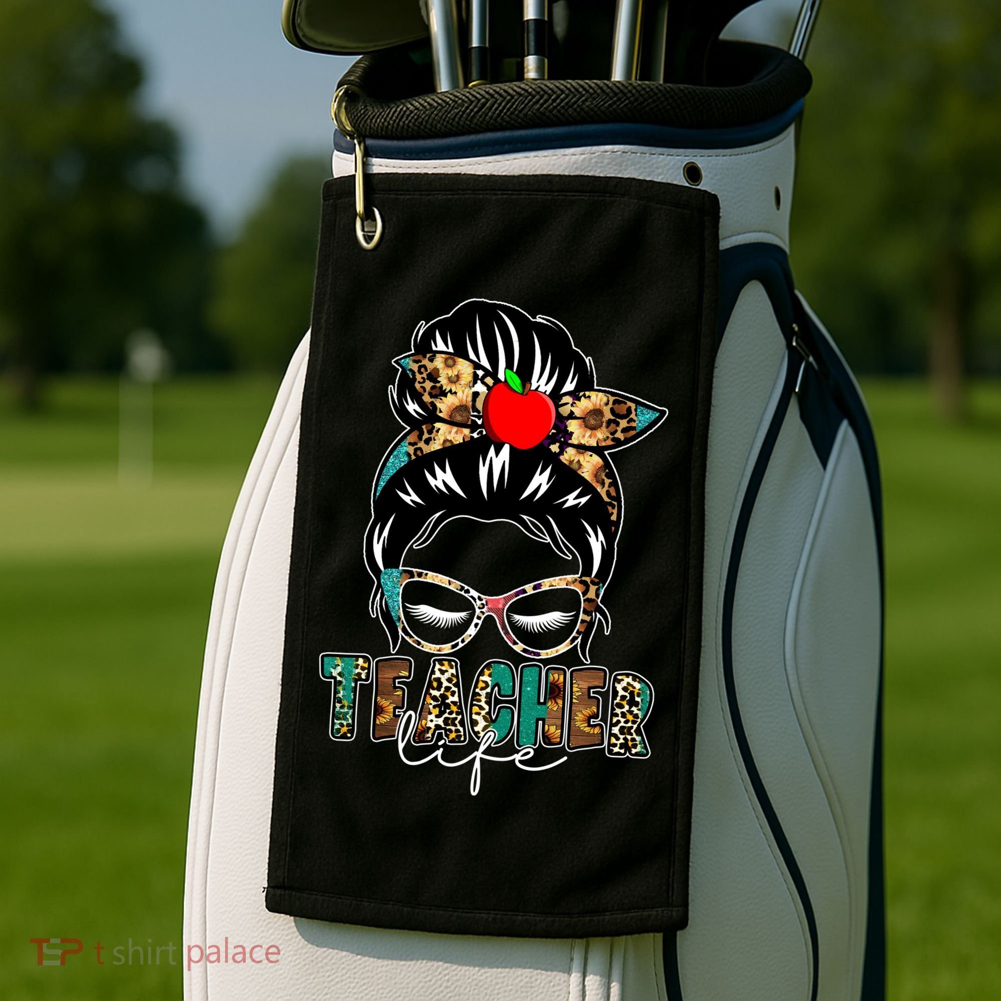 Teacher Life Female Bun Golf Towel