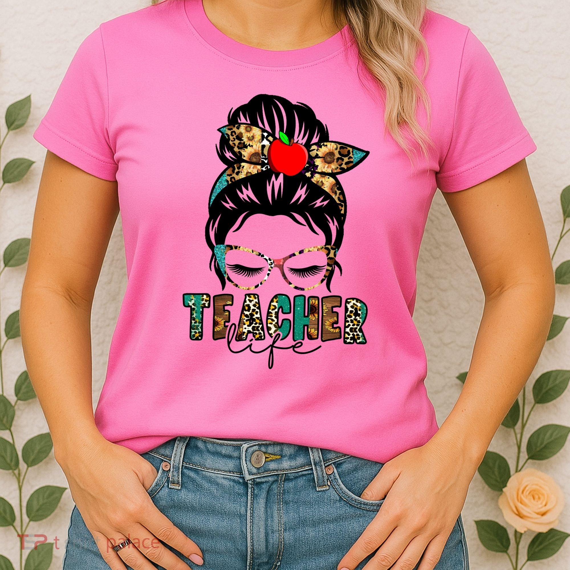 Teacher Life Female Bun Women's T-Shirt