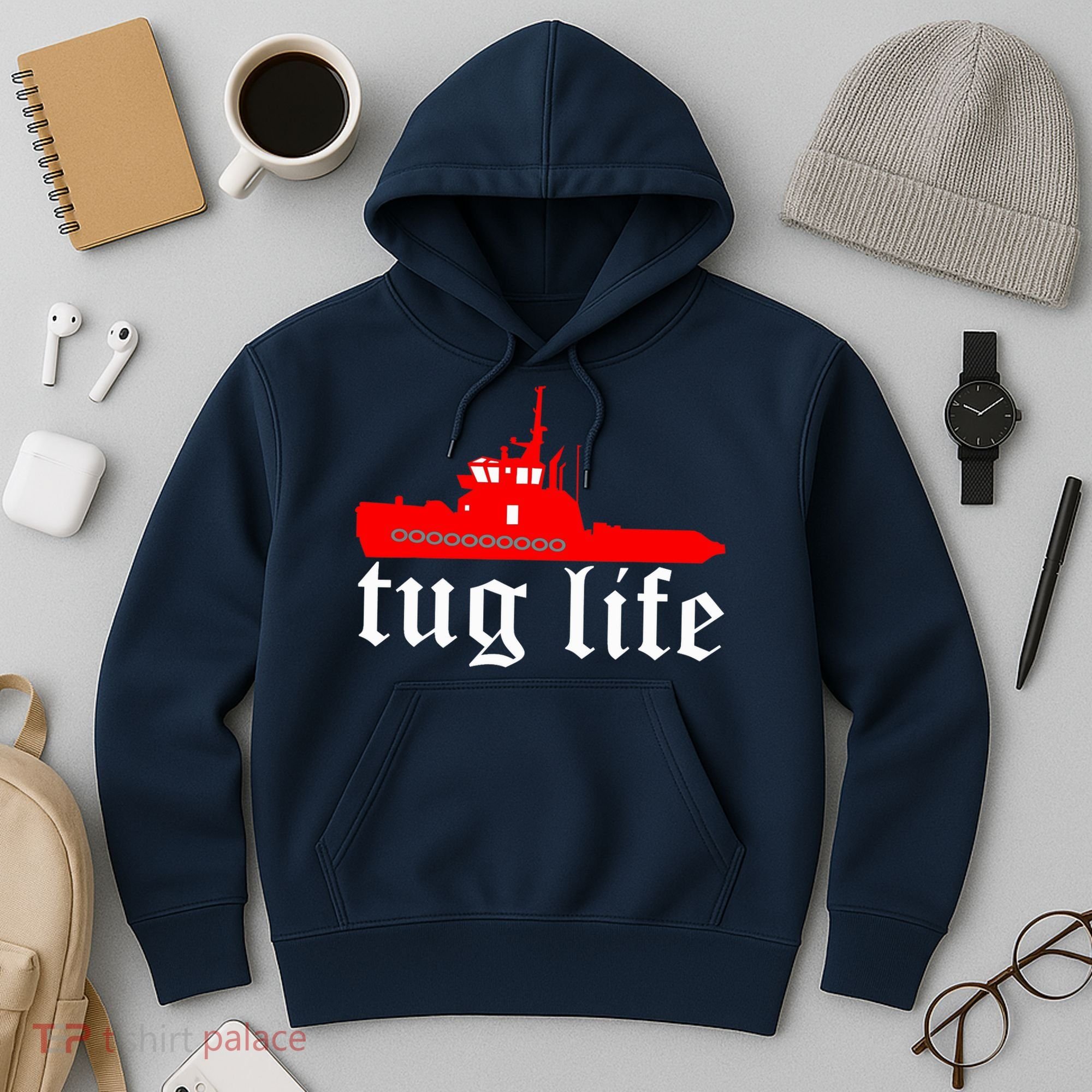 TUG LIFE funny tugboat Hoodie