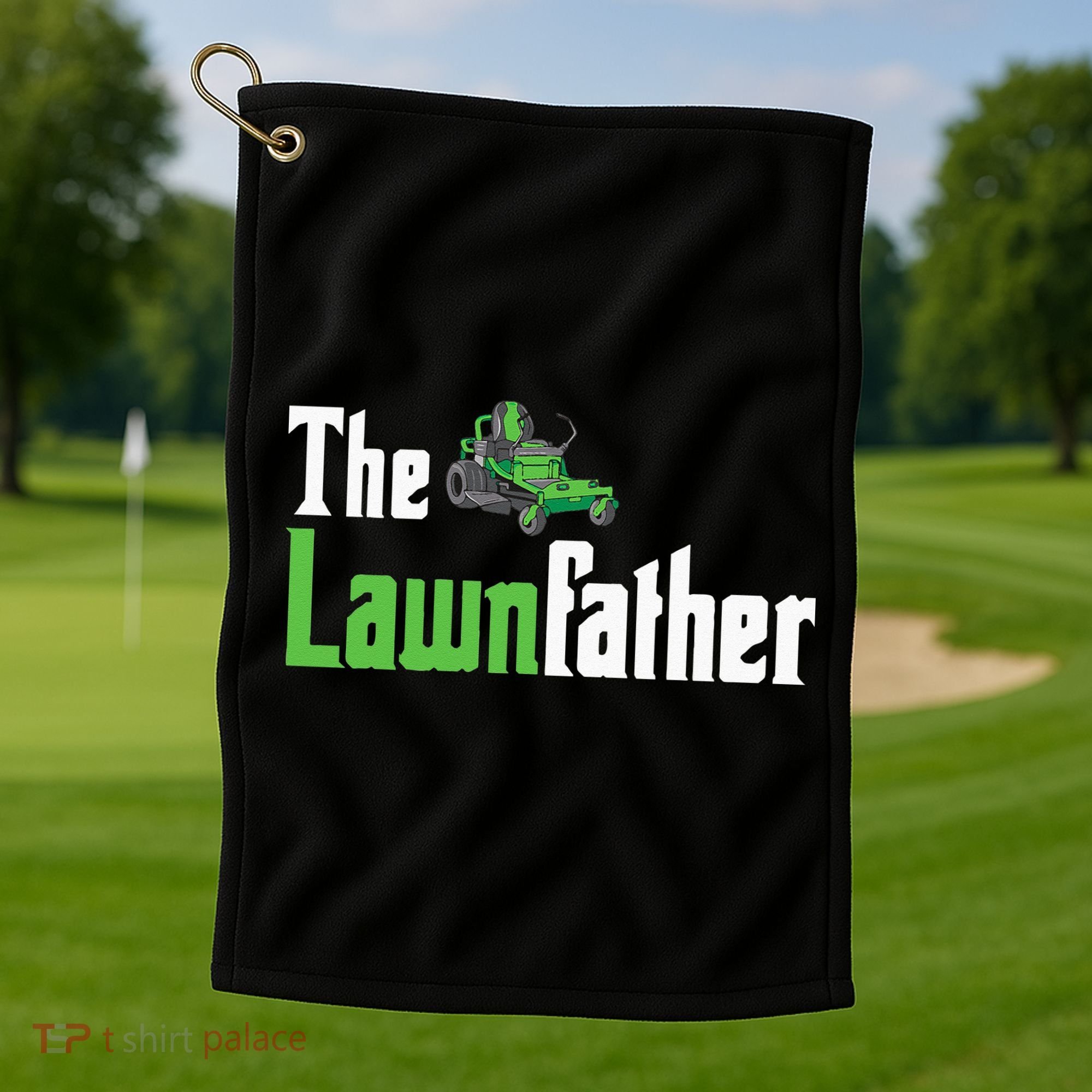 The Lawnfather Funny Lawn Mowing Golf Towel