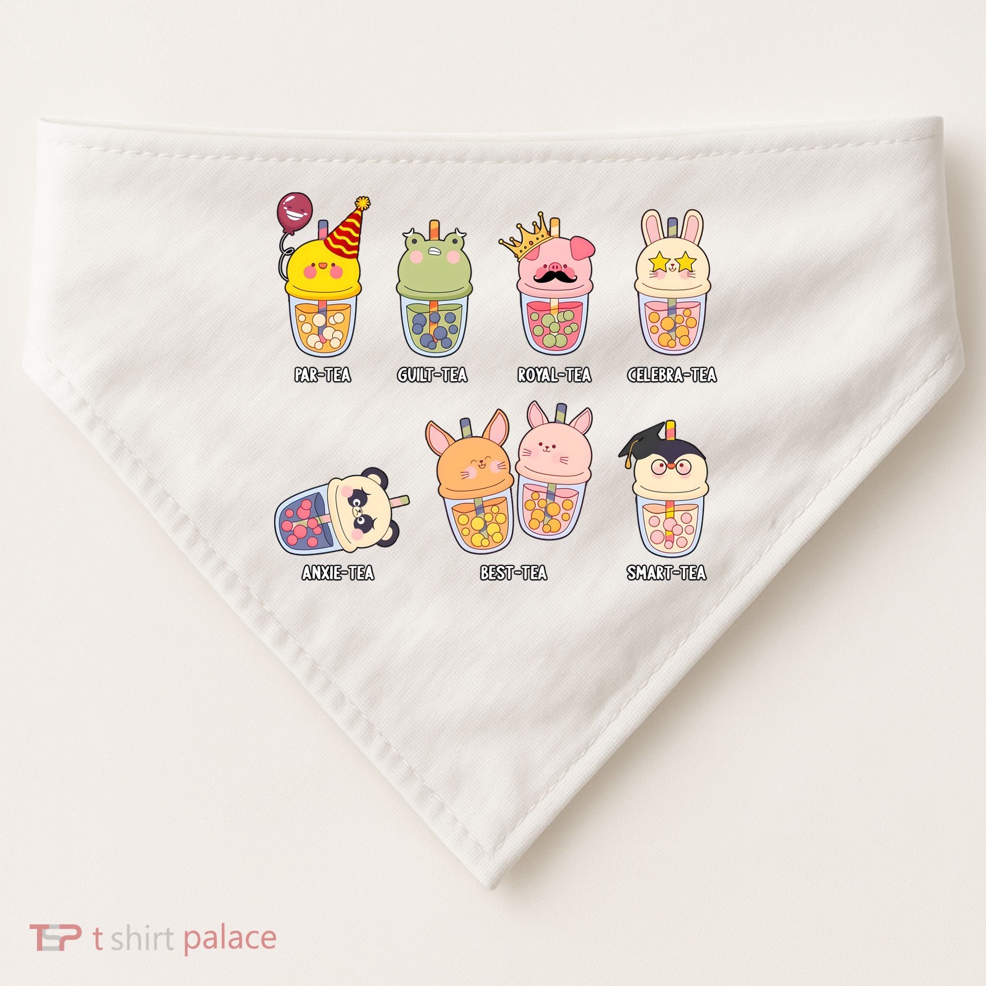 Tea Life Funny Cute Milk Tea Cup Milk Tea Lover Humorous Puns USA-Made Doggie Bandana