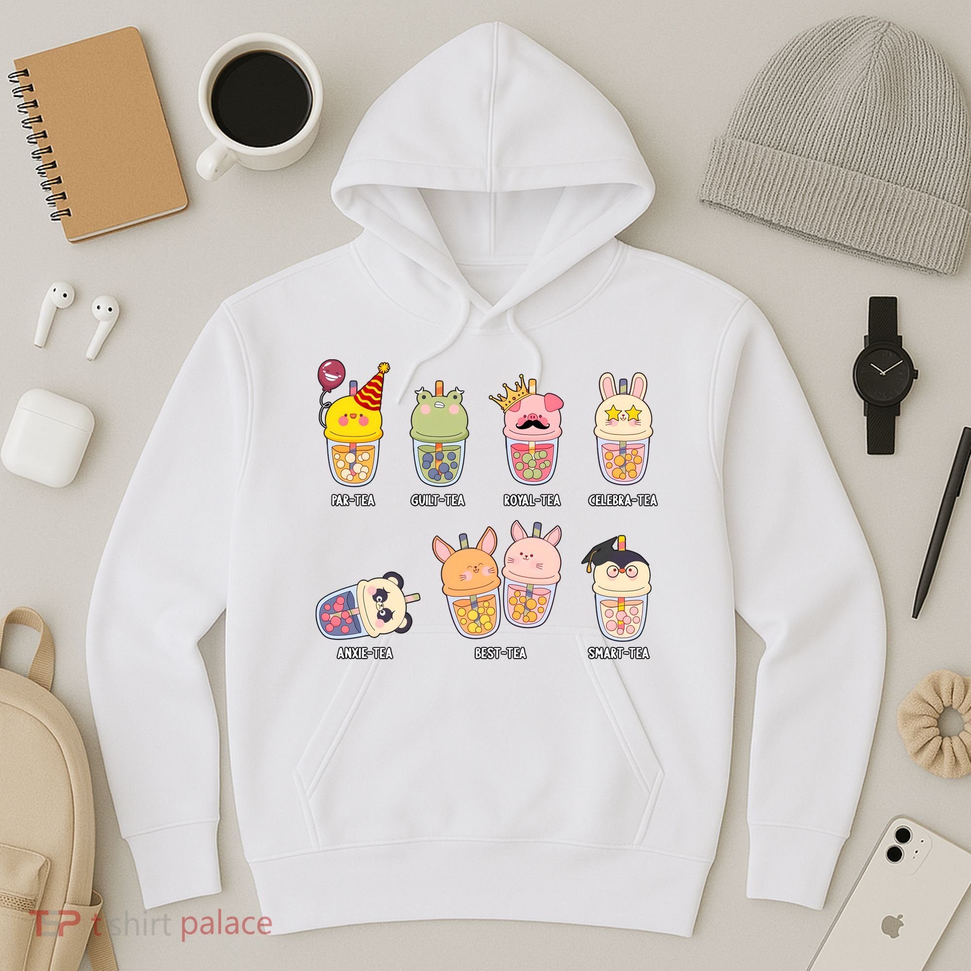 Tea Life Funny Cute Milk Tea Cup Milk Tea Lover Humorous Puns Hoodie