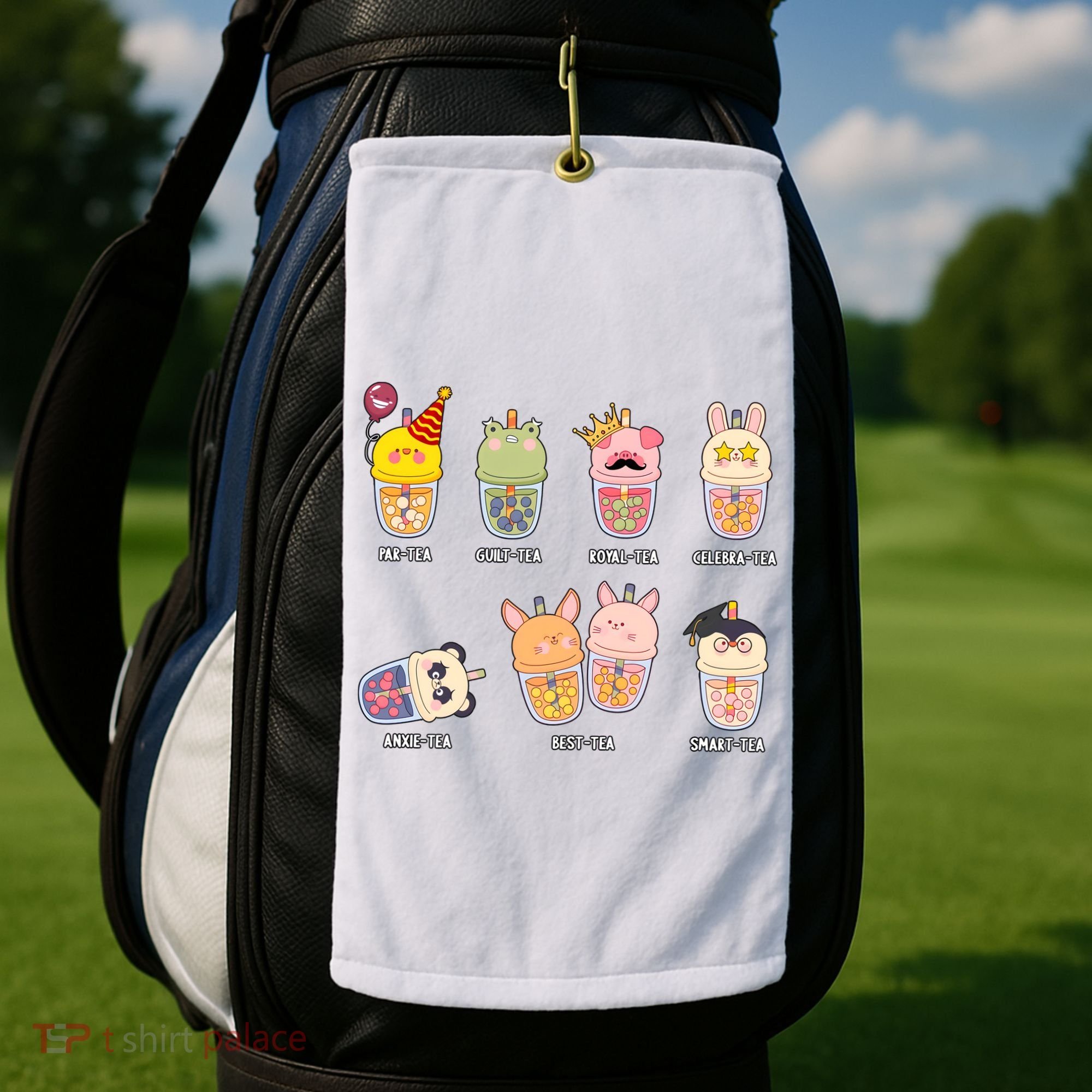 Tea Life Funny Cute Milk Tea Cup Milk Tea Lover Humorous Puns Golf Towel