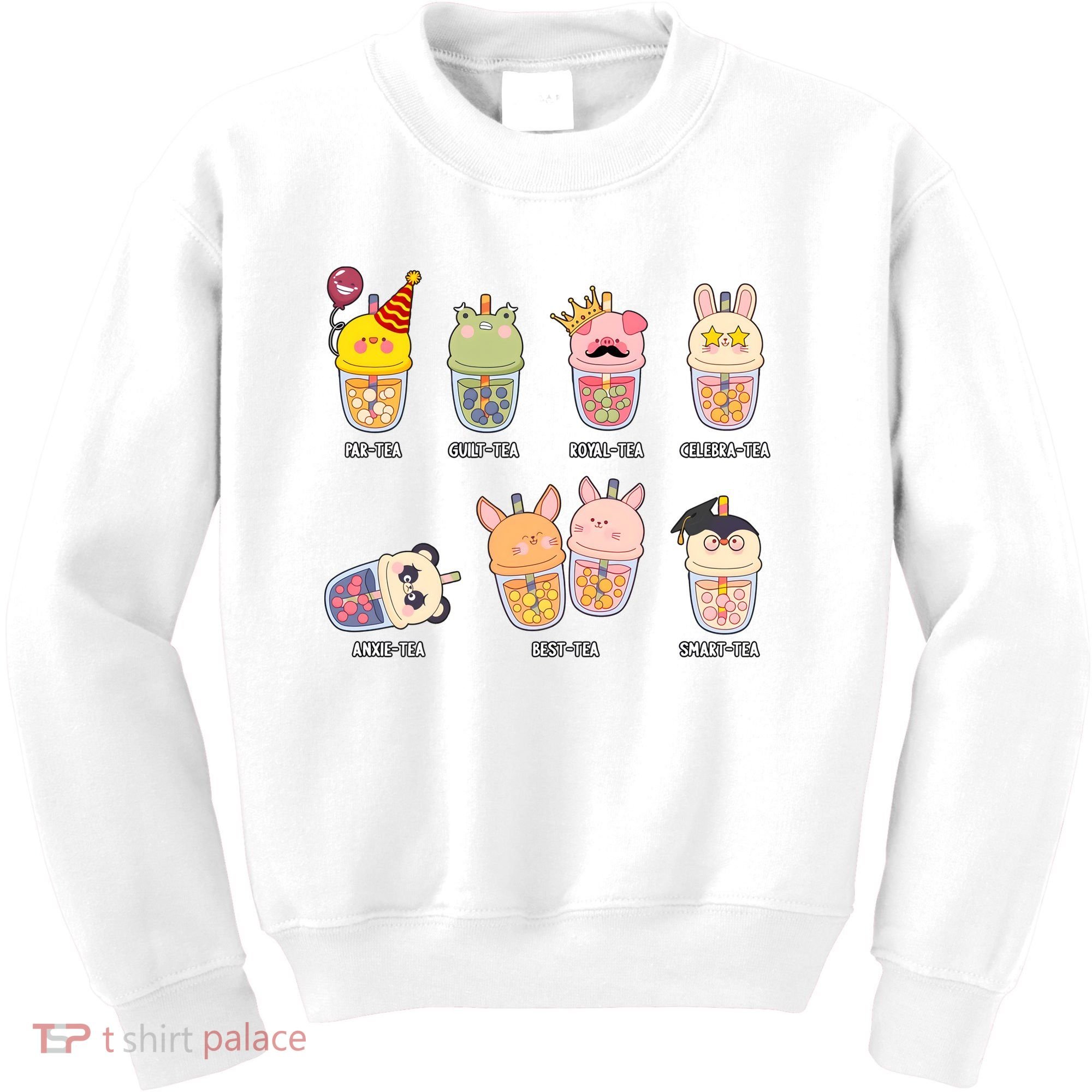 Tea Life Funny Cute Milk Tea Cup Milk Tea Lover Humorous Puns Kids Sweatshirt