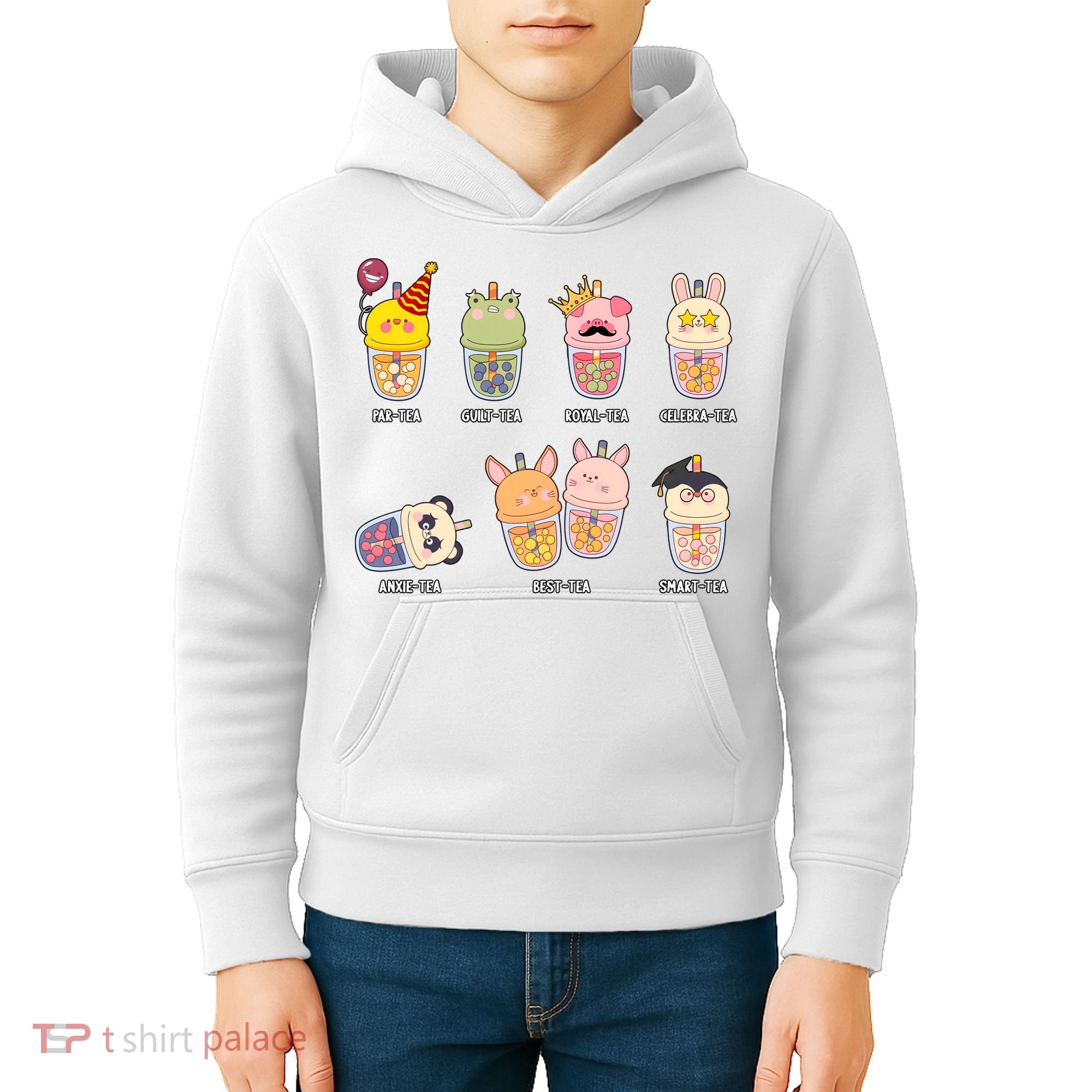 Tea Life Funny Cute Milk Tea Cup Milk Tea Lover Humorous Puns Kids Hoodie