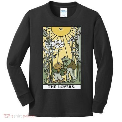 The Lovers Frog Toad Tarot Card Cottagecore Frog Lover Kids Long Sleeve Shirt
