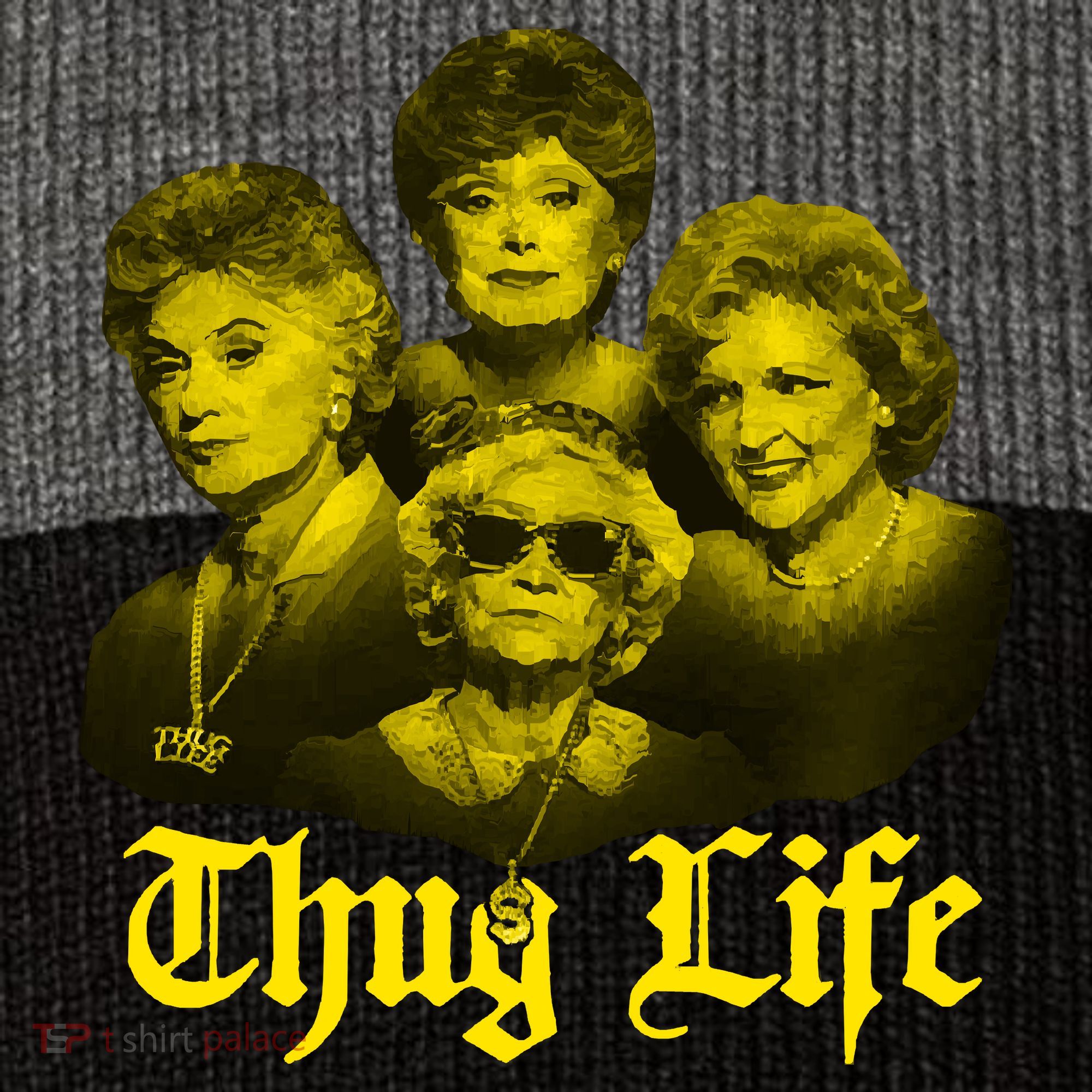 Thug Life Golden Stripe Pom Pom Beanie