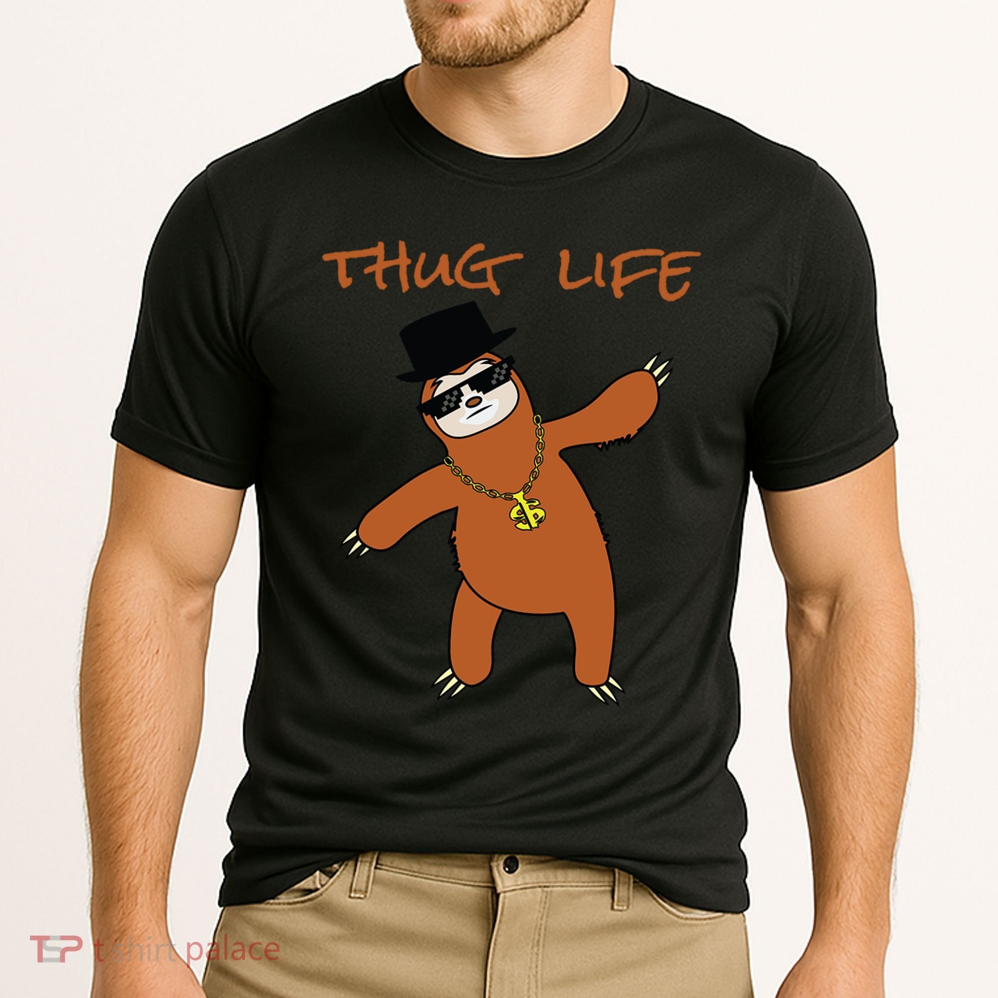 Thug Life Gangsta Sloth Cooling Performance Crew T-Shirt