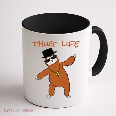 Thug Life Gangsta Sloth Coffee Mug back