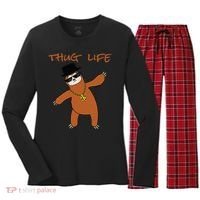 Thug Life Gangsta Sloth Women's Long Sleeve Flannel Pajama Set  thumb 0