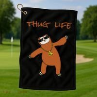 Thug Life Gangsta Sloth Golf Towel thumb 1