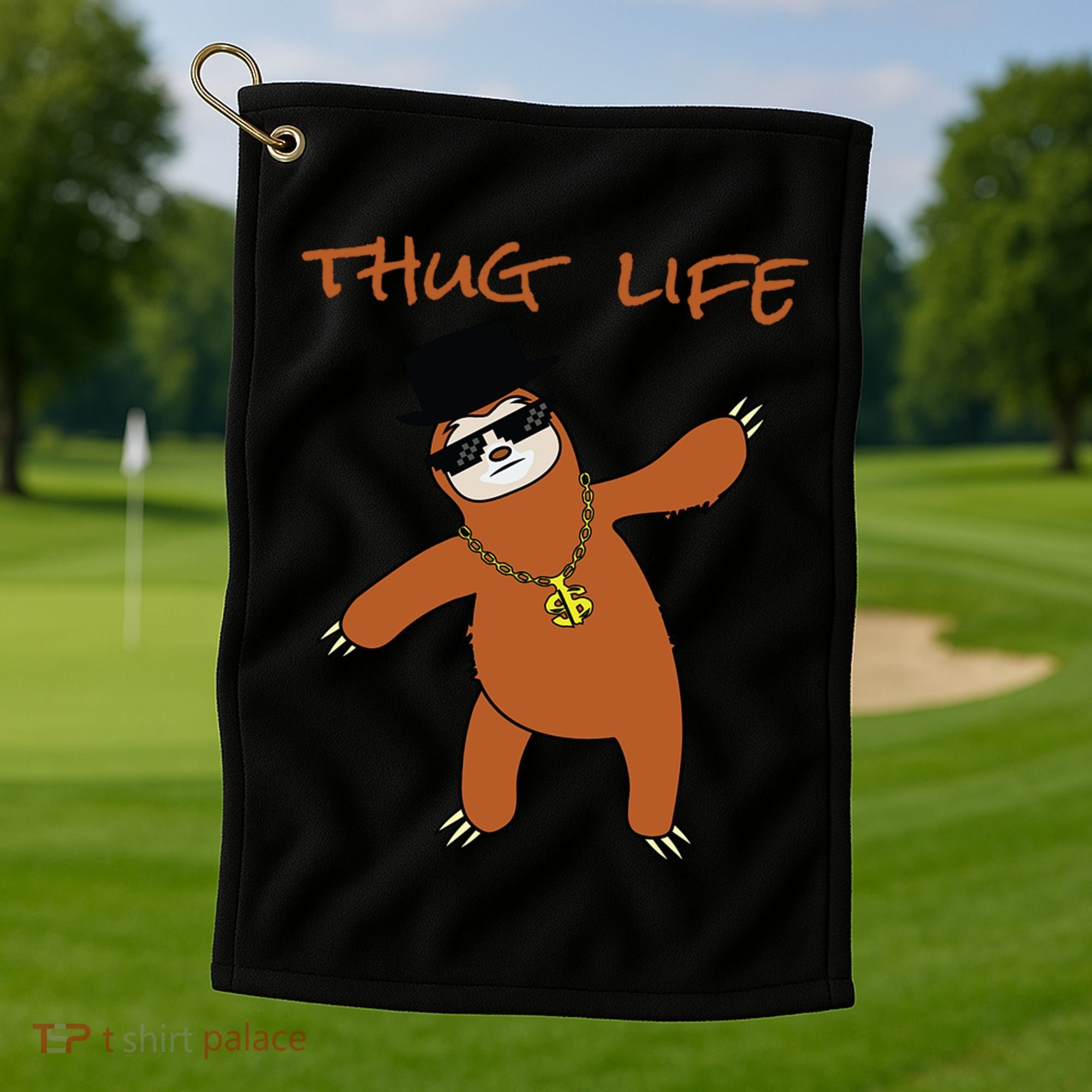 Thug Life Gangsta Sloth Golf Towel
