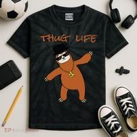 Thug Life Gangsta Sloth Kids Tie-Dye T-Shirt thumb 2
