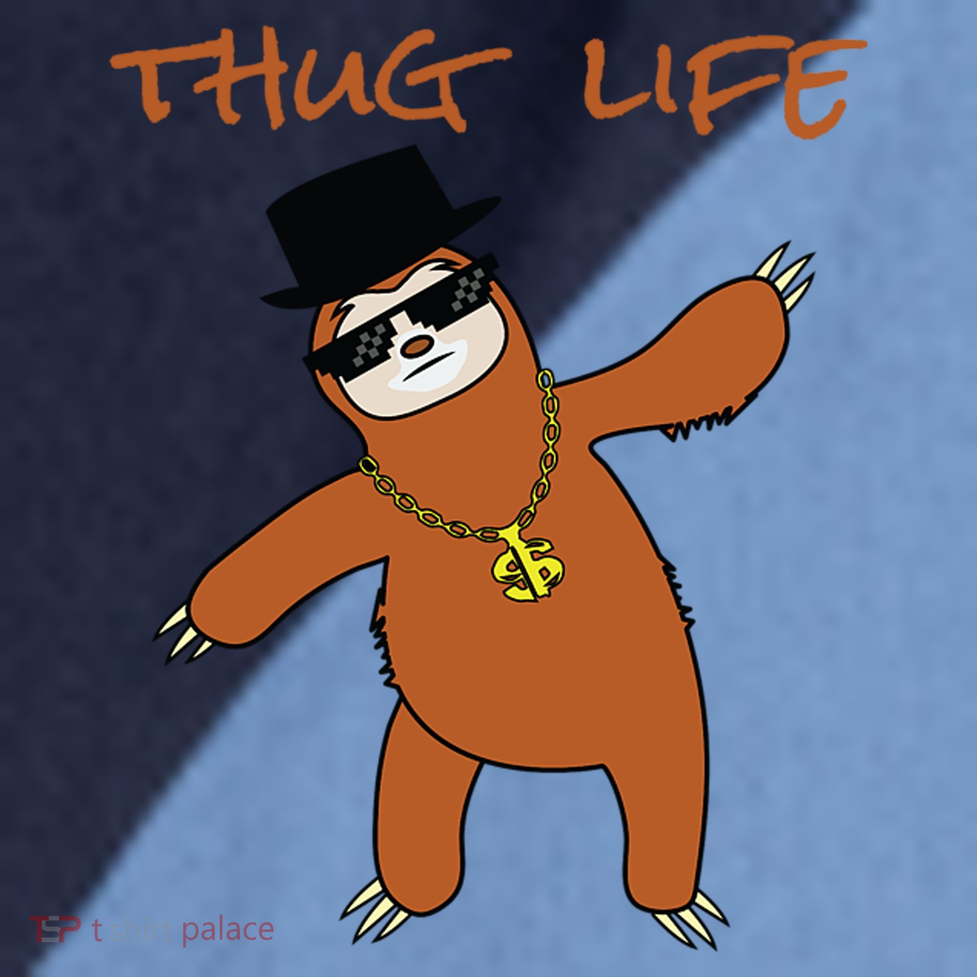 Thug Life Gangsta Sloth Raglan Baseball Sleeve Shirt