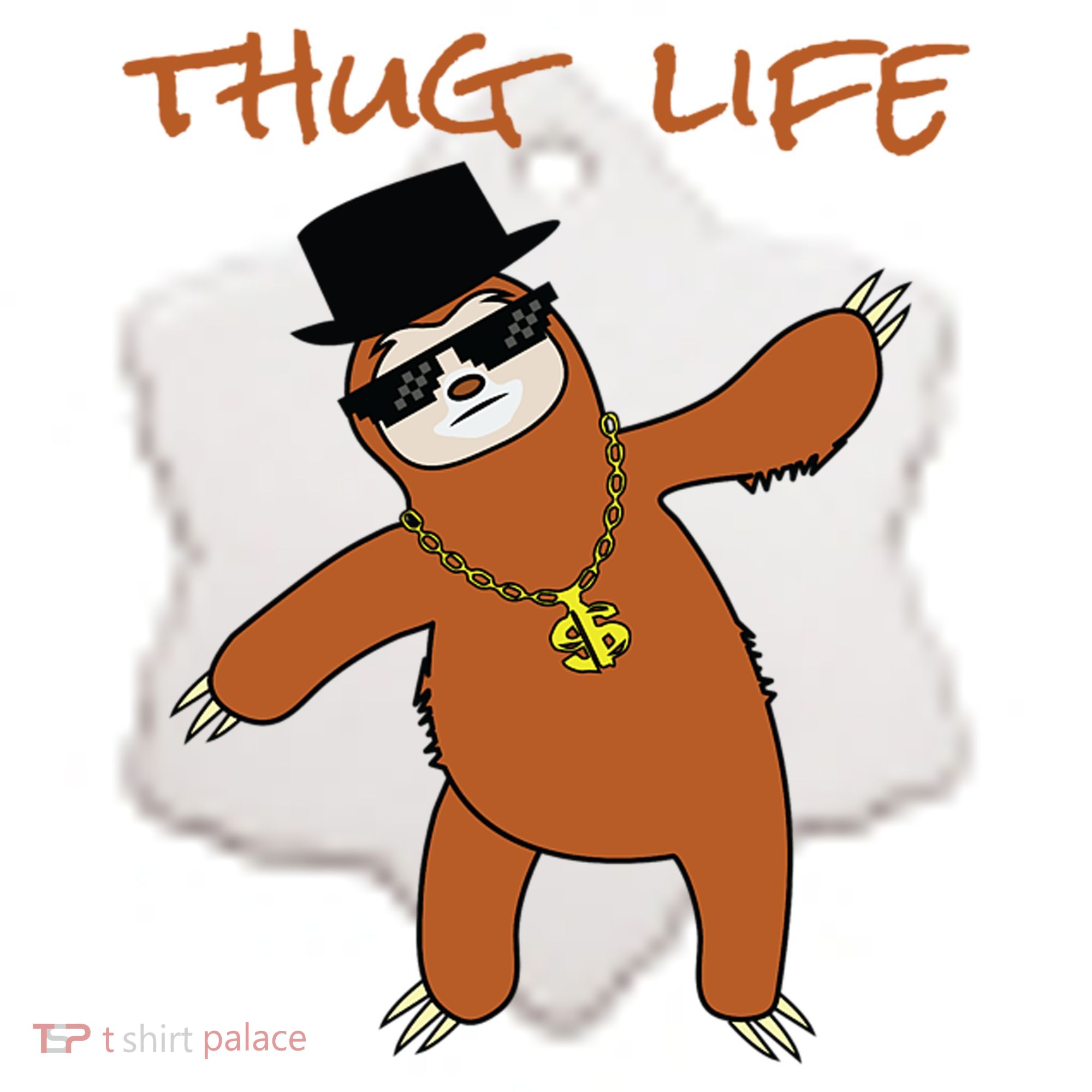 Thug Life Gangsta Sloth Ceramic Ornament