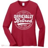 The Legend Has Officially Retired EST 2026 Emblem Women's Long Sleeve Shirt thumb 0