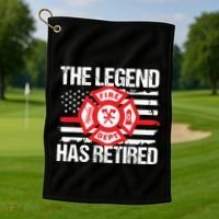 The Legend Has Retired Firefighter Retirement Party Gift Golf Towel thumb 1