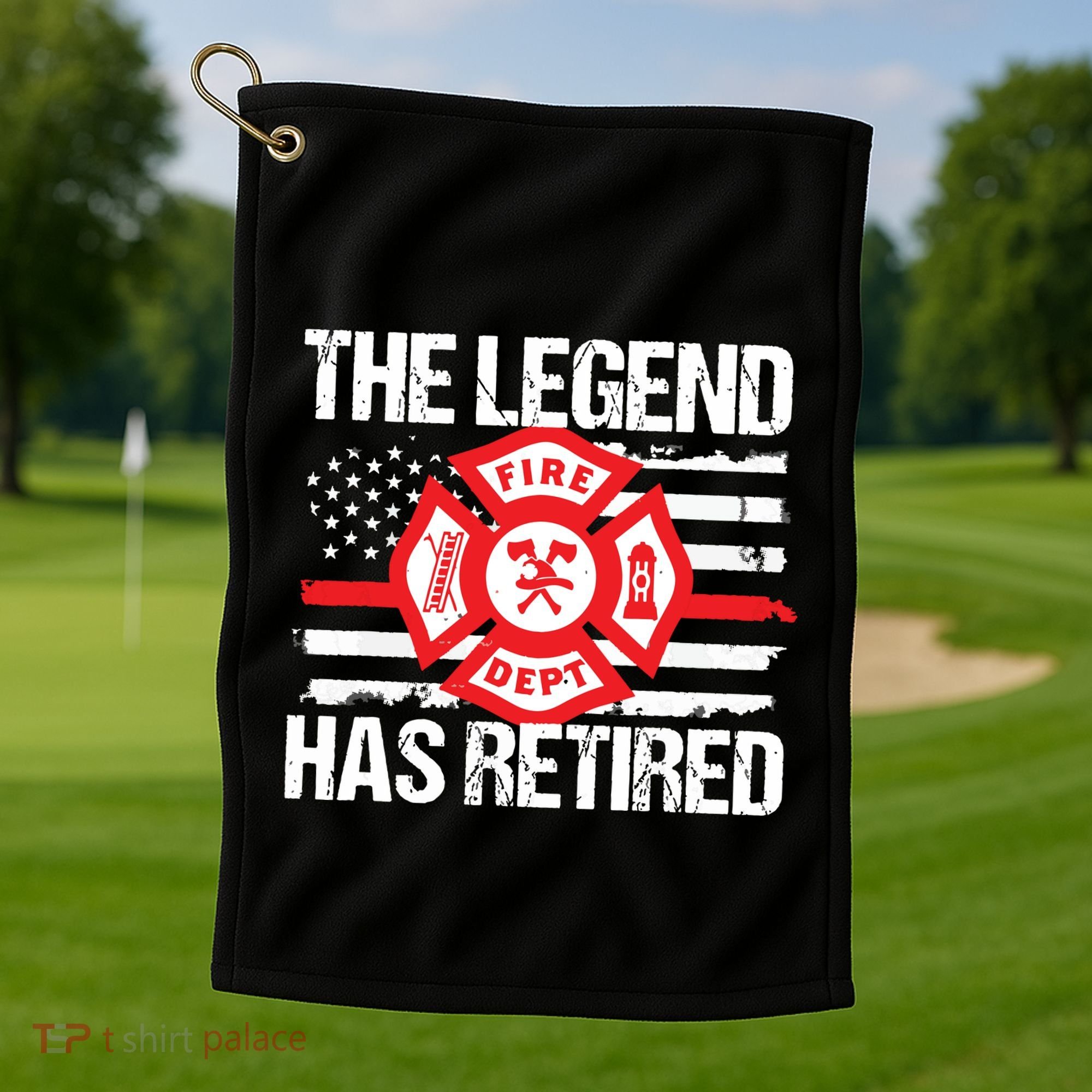 The Legend Has Retired Firefighter Retirement Party Gift Golf Towel