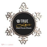 True Love Has Four Paws Funny Dogs Cats Valentine Gift Ornament thumb 0