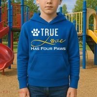 True Love Has Four Paws Funny Dogs Cats Valentine Gift Kids Hoodie thumb 2