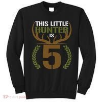 This Little Hunter Is 5 Years Old 5th Birthday Deer Hunter Sweatshirt thumb 0