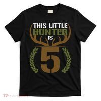 This Little Hunter Is 5 Years Old 5th Birthday Deer Hunter T-Shirt thumb 0