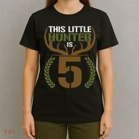 This Little Hunter Is 5 Years Old 5th Birthday Deer Hunter T-Shirt thumb 4