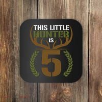 This Little Hunter Is 5 Years Old 5th Birthday Deer Hunter Coaster thumb 0