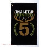 This Little Hunter Is 5 Years Old 5th Birthday Deer Hunter Golf Towel thumb 0