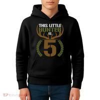 This Little Hunter Is 5 Years Old 5th Birthday Deer Hunter Kids Hoodie thumb 4